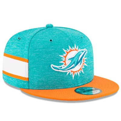 Men's Miami Dolphins New Era Aqua/Orange 2018 NFL Sideline Home Official 9FIFTY Snapback Adjustable Hat 3058545